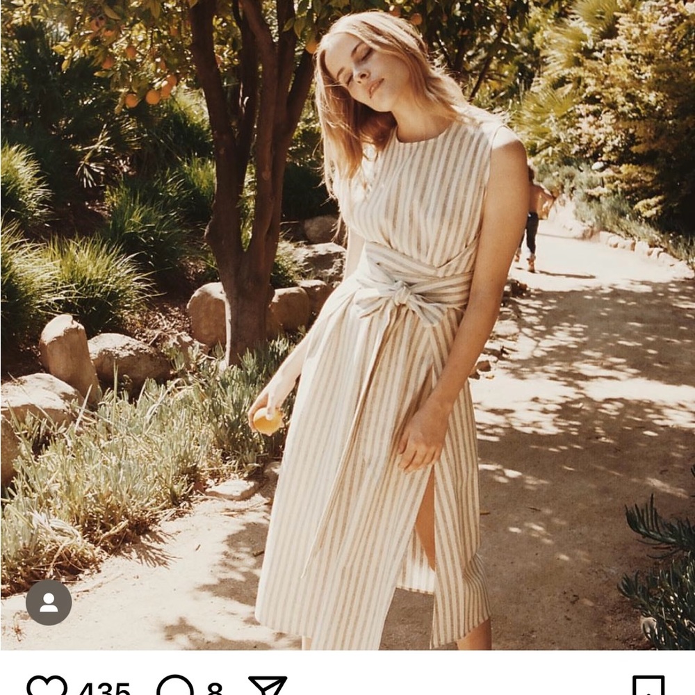 Doen Striped Cream and Tan Midi Dress